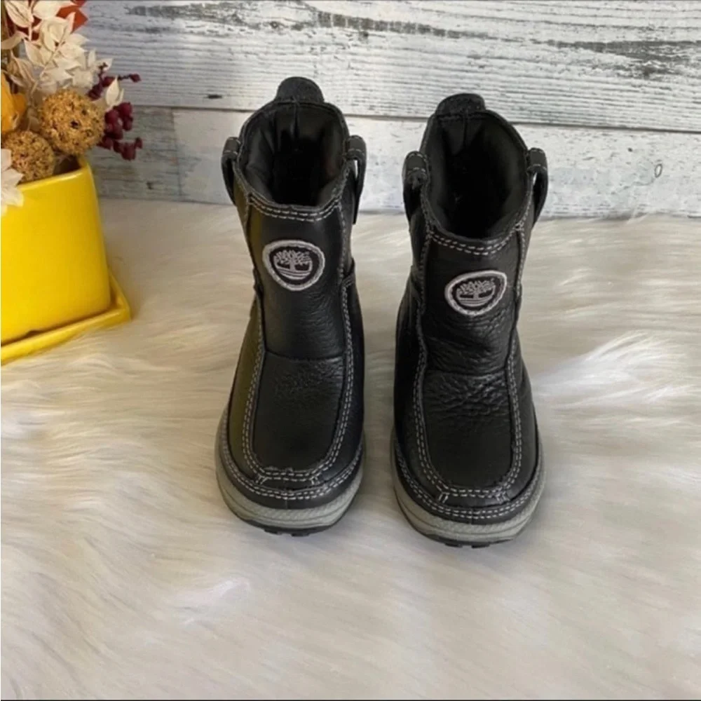 Timberland Leather Children Unisex Pull On Black Boots Size 5M